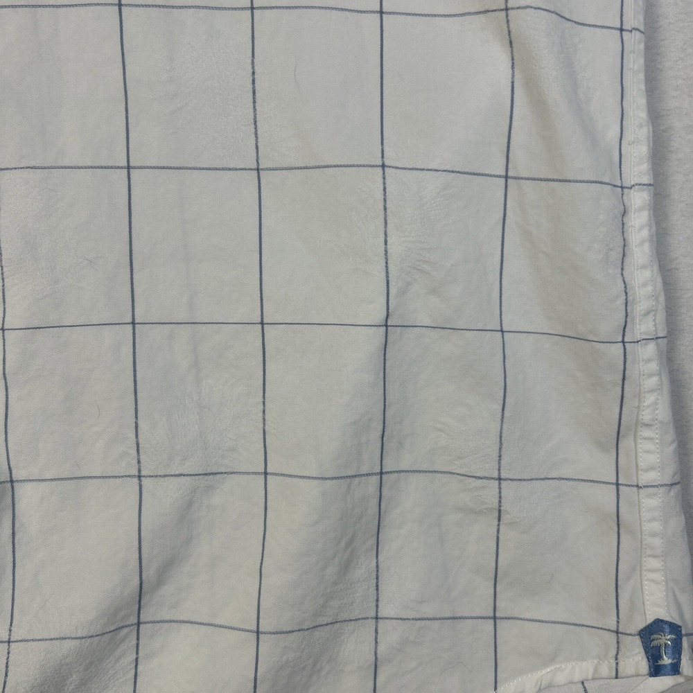 Tommy Bahama Mens XL Button Down Shirt White Blue Windowpane Fern Long Sleeve - Picture 7 of 11